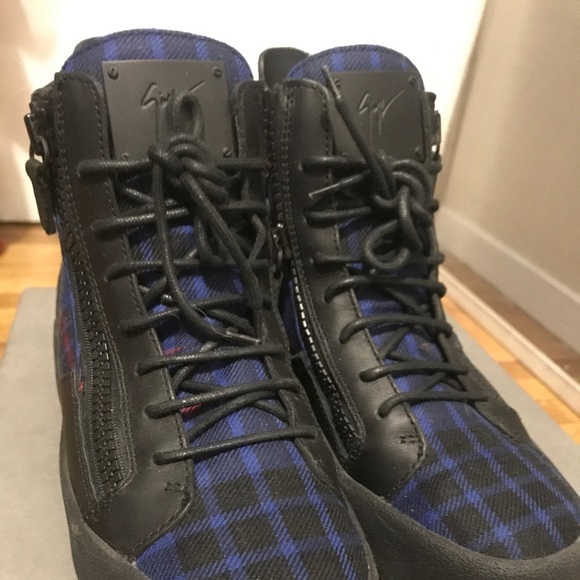 Giuseppe Zanotti Blue Plaid Sneakers - Picture 3 of 5